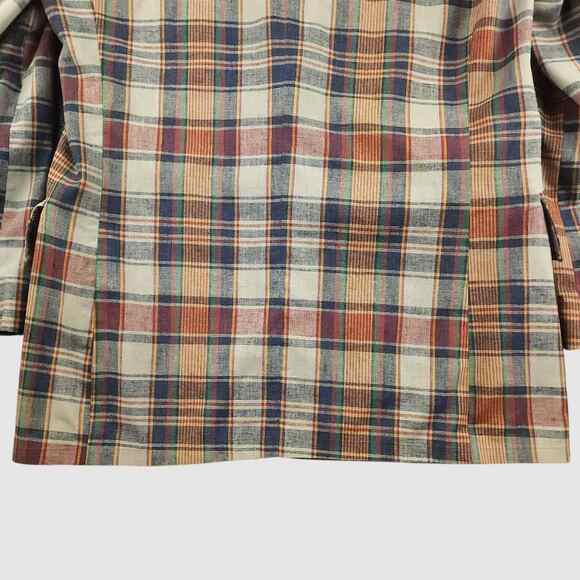 Vtg 70s Indian Madras Plaid Sport Coat Jacket Mens 42L Wide Lapel Ivy Prep Sack - Picture 10 of 10